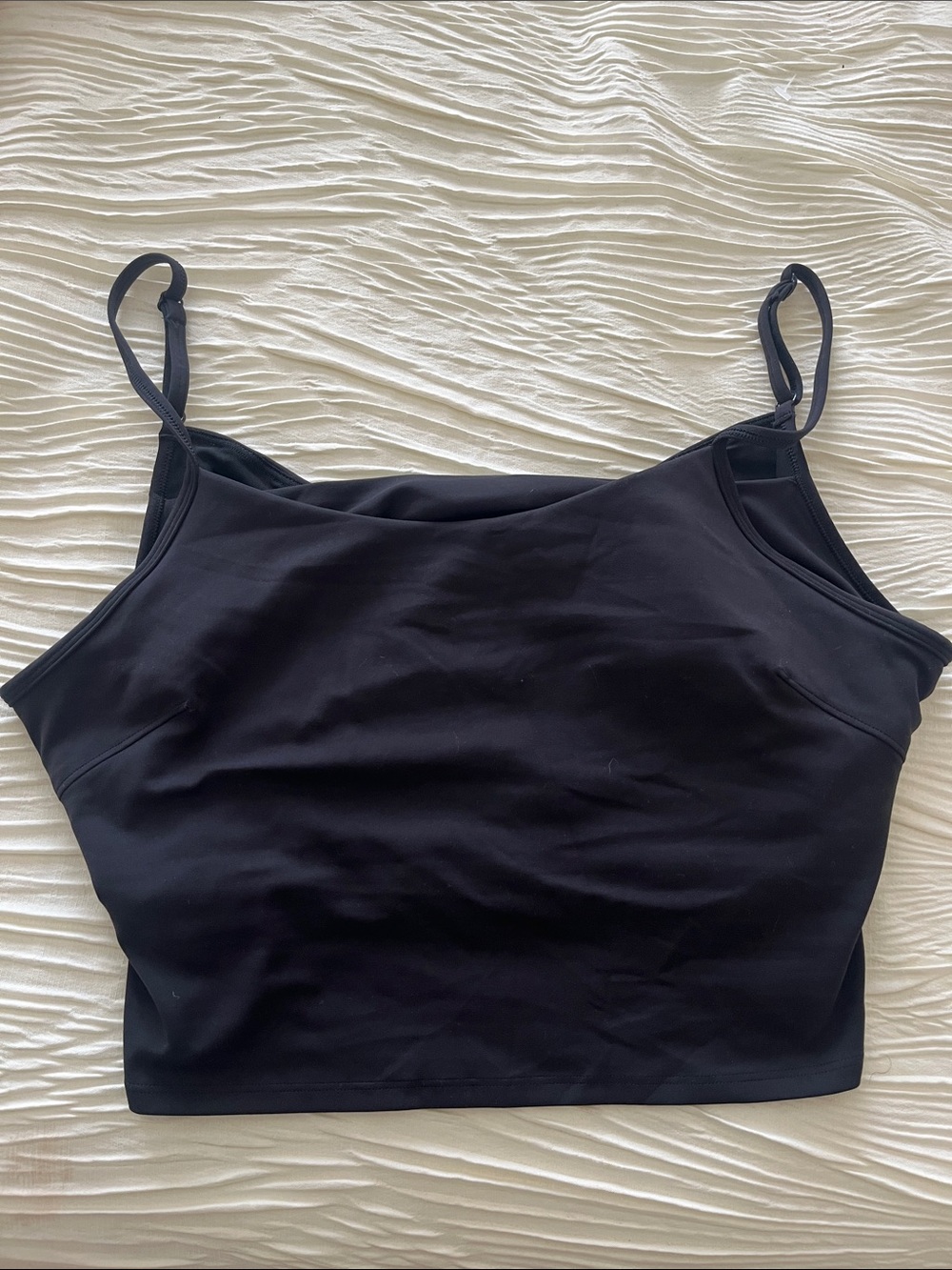 Black Longline Seamless Sports Bra Tank Top With Cross Back